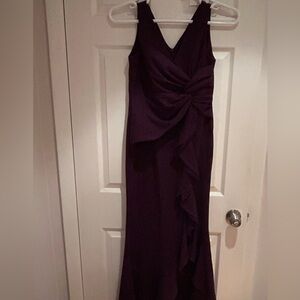 Deep purple eggplant bridesmaid floor length dress